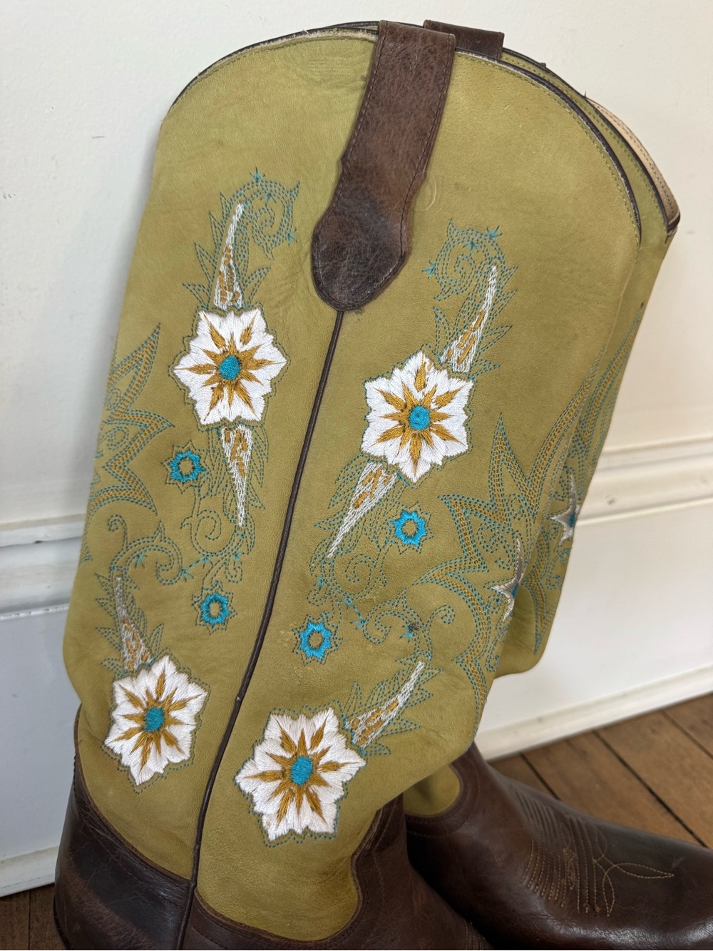 Double H Sonora Buckaroo Boho Floral Embroidered Suede Western Cowboy Boots - Picture 3 of 11